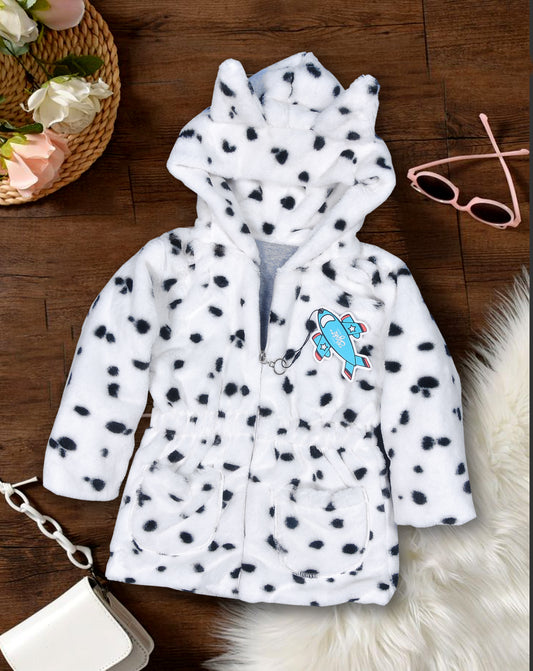 Fur Full Sleeves Hooded Fur Jacket with Camouflage Design