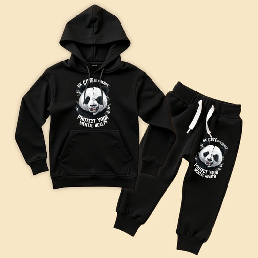 Comfy Printed Hoodie and Pant Duo Black Set