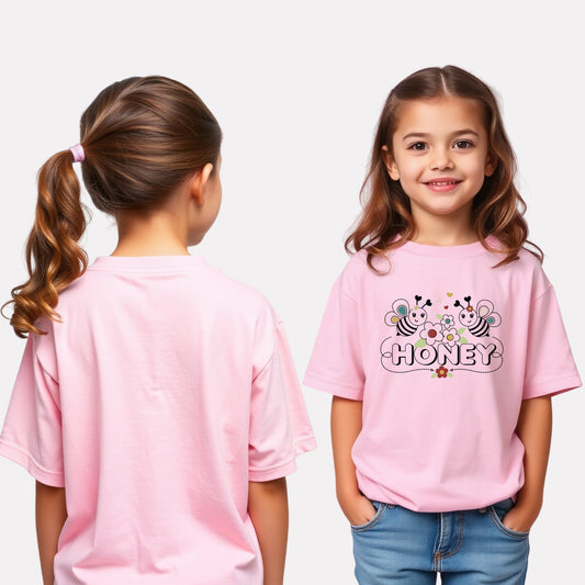Girls Printed Oversized T-Shirt Pink Color