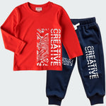 T-Shirt & Pant Sets – Fun Prints (Red & Navy)