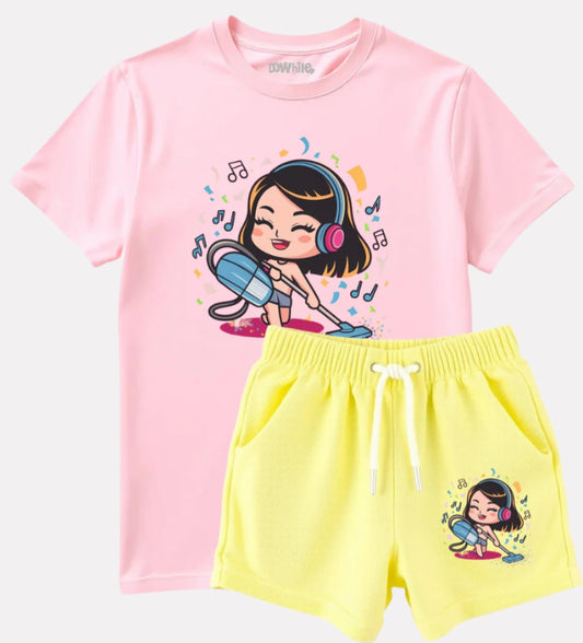 Girls T-Shirt with Shorts Cotton Set