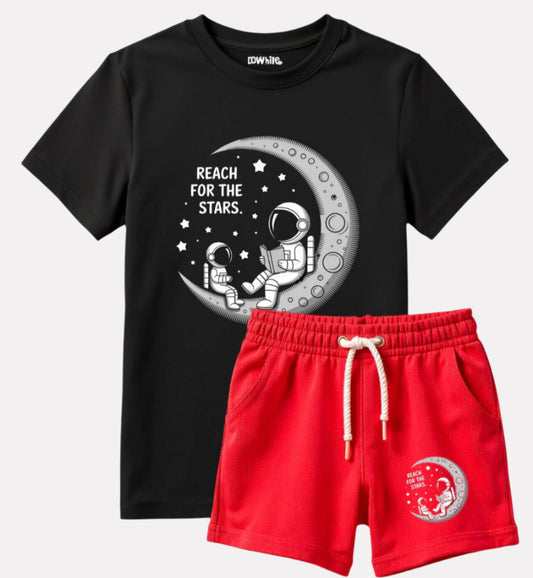 Boys Printed T-Shirt with Shorts Cotton Set