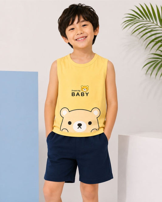 Sleeveless kids cotton T-Shirt shorts set