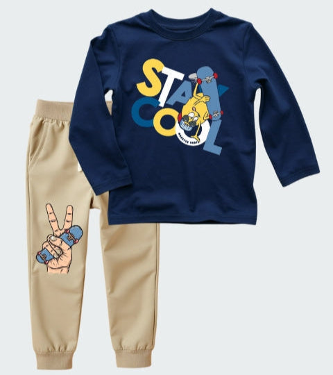 Full Sleeve Printed Sets (Navy & Beige)