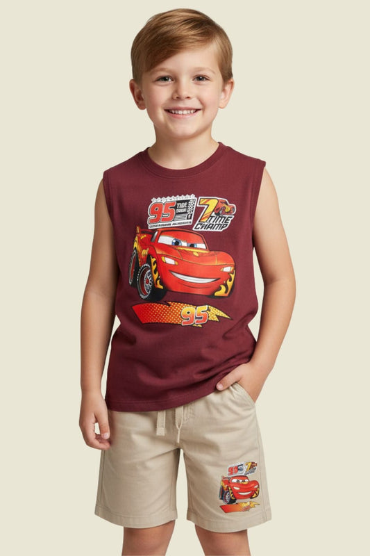 Kids Sleeveless Cotton Tshirt and Shorts Set