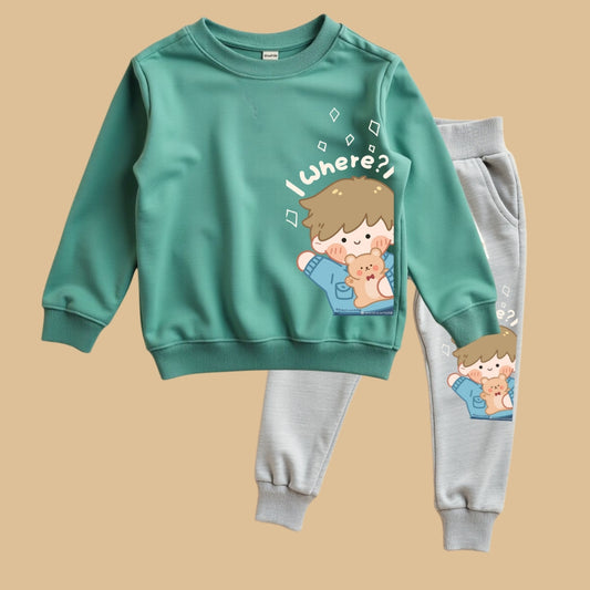 Printed Sweatshirt- Track Pant Cord Set