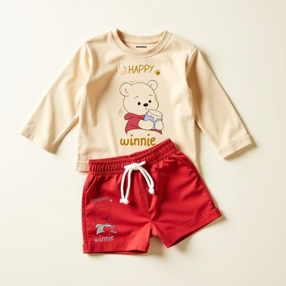 Kids Full Sleeve Printed T-Shirt with Shorts Set