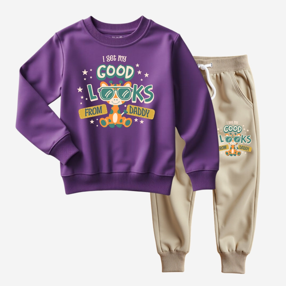 Printed Sweatshirt- Track Pant Cord Set