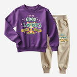 Printed Sweatshirt- Track Pant Cord Set