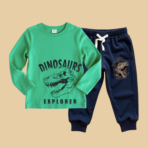 Printed Full Sleeve Co-ord Sets (Mint Green& Navy)