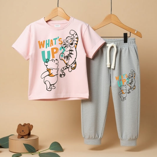 Cotton Printed Top & Track Pants for Kids