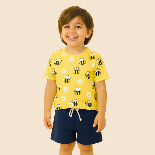Printed T-Shirt with Matching Shorts