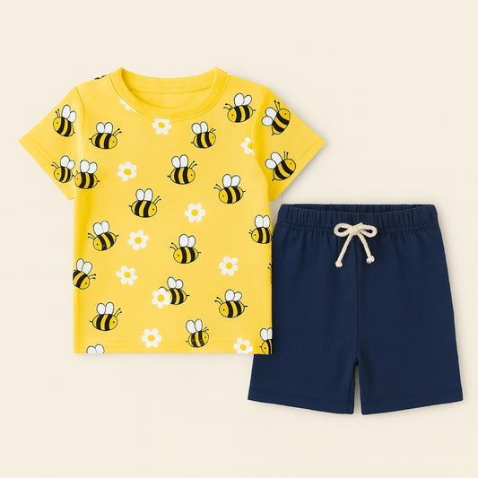 Printed T-Shirt with Matching Shorts