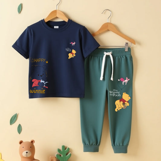 Casual Vibes Tee & Pant Set-Navy & Mint Green
