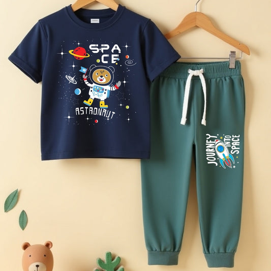 Kids Printed T-Shirt & Track Pants Set