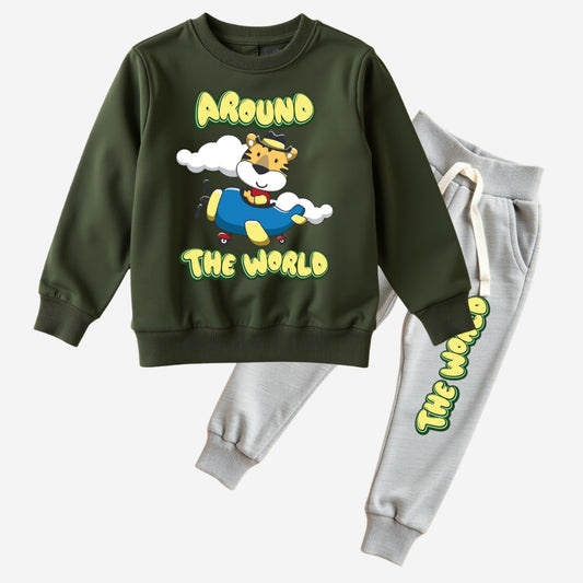 Printed Sweatshirt with Matching Track Pants