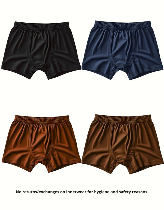Premium Cotton Kids Trunks – 4 Pack