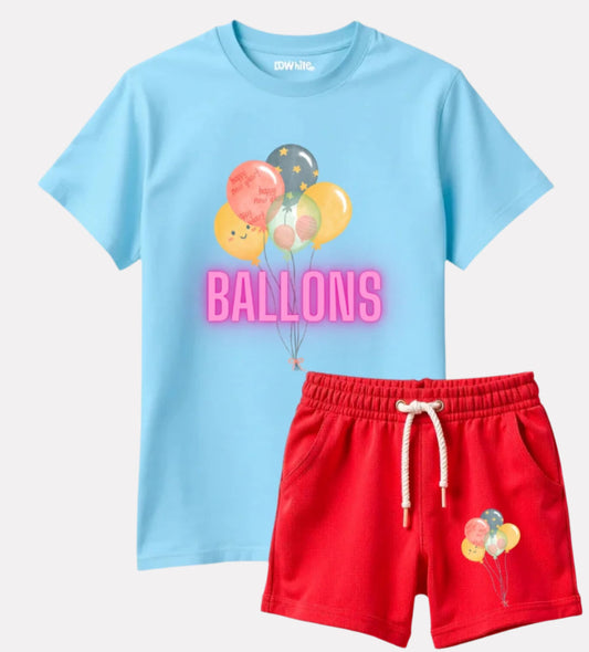 Boys Printed T-shirt with Shorts Cotton Set