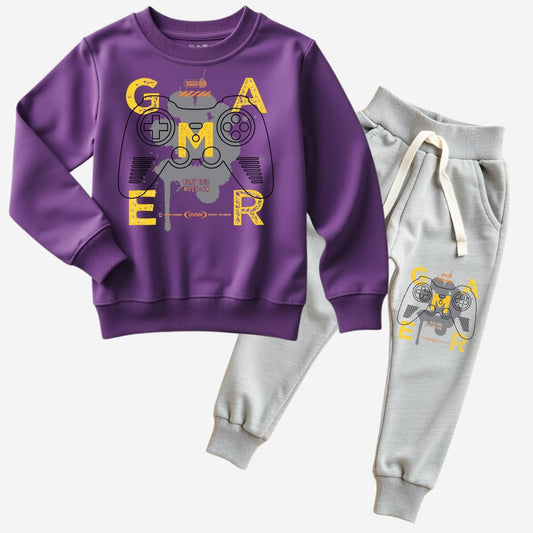 Printed Sweatshirt- Track Pant Cord Set