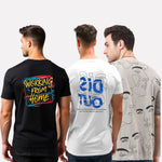 Men's 3-Pack Printed Round Neck Cotton T-Shirts