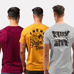 Men's 3-Pack Printed Round Neck Cotton T-Shirts