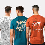 Men's 3-Pack Printed Round Neck Cotton T-Shirts