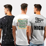Men's 3-Pack Printed Round Neck Cotton T-Shirts