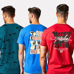 Men's 3-Pack Printed Round Neck Cotton T-Shirts