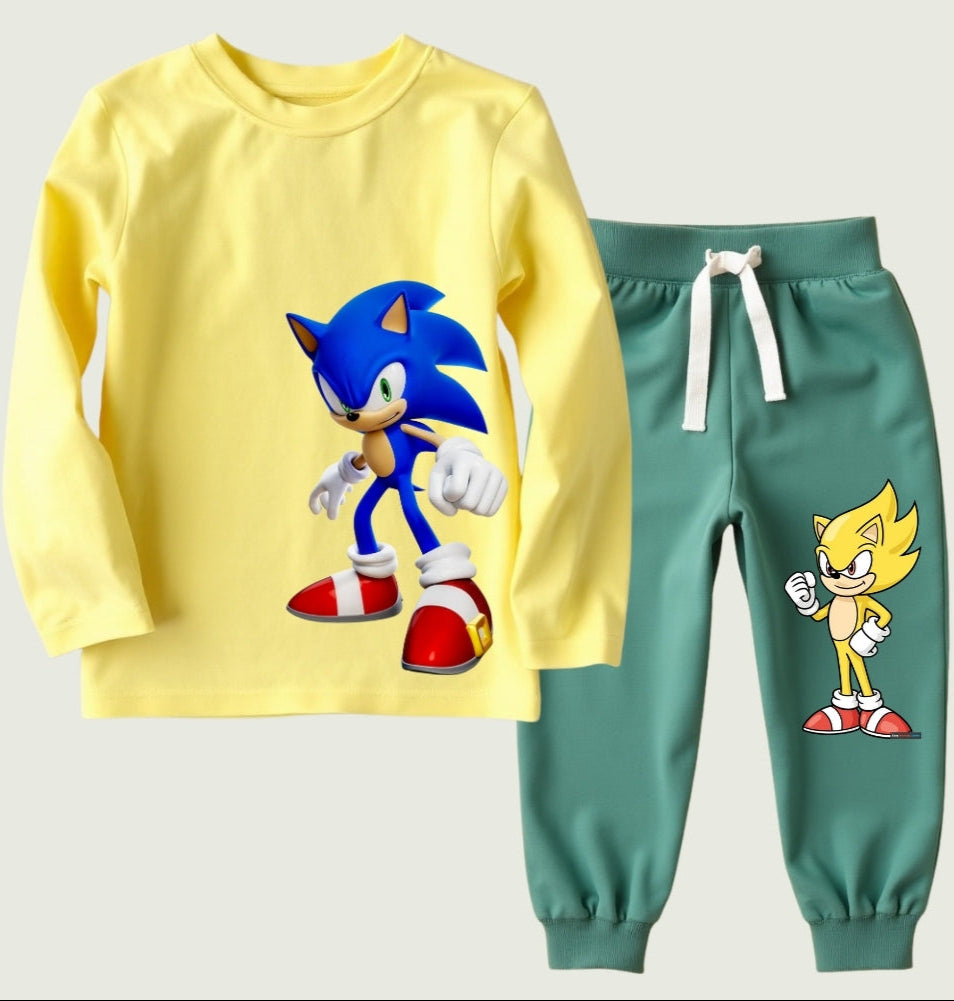 T-Shirt & Pant Sets – Fun Prints (Yellow & Mint Green)