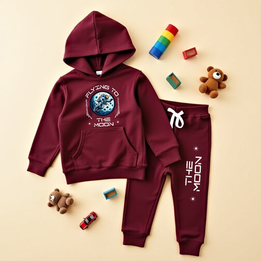 Stylish Printed Hoodie & Jogger Pant Maroon Set