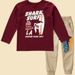T-Shirt & Pant Sets – Fun Prints (Maroon & Beige)