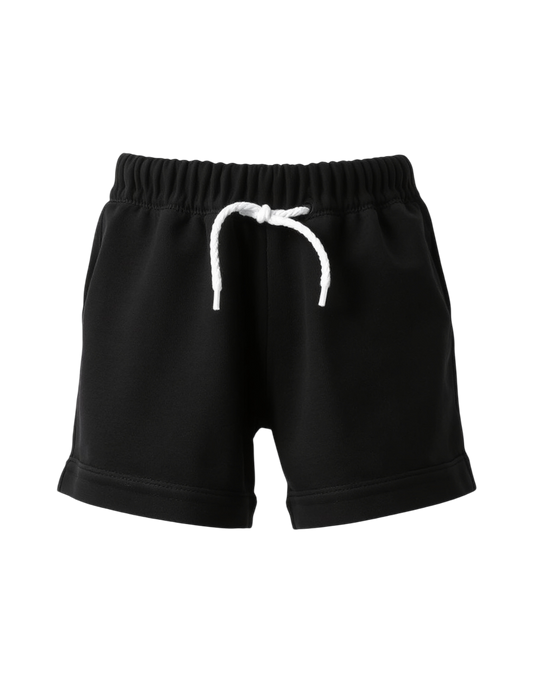 Boys White Melange T-shirt Black shorts Set