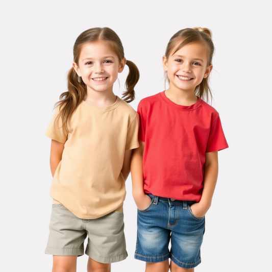 Girls 2 Pack Combo Cotton Plain T-Shirt