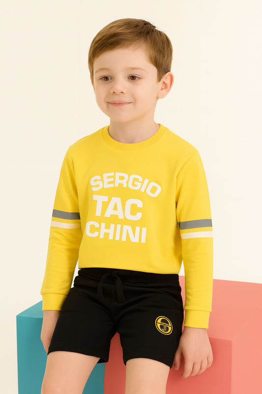 Cute Printed Tee and Shorts Set (Yellow & Black)