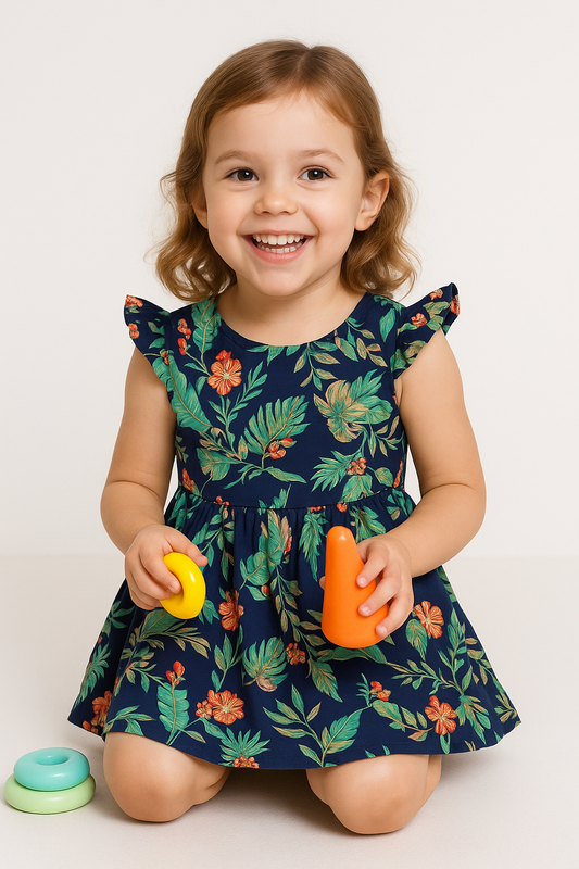 Girls Midi/Knee Length Casual Dress  (Multicolor)