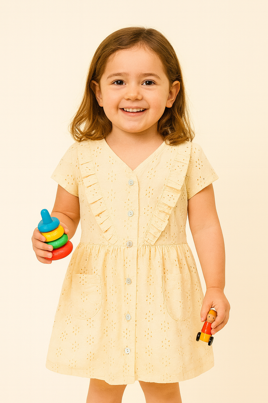 Girl embroidered Sandal color dress