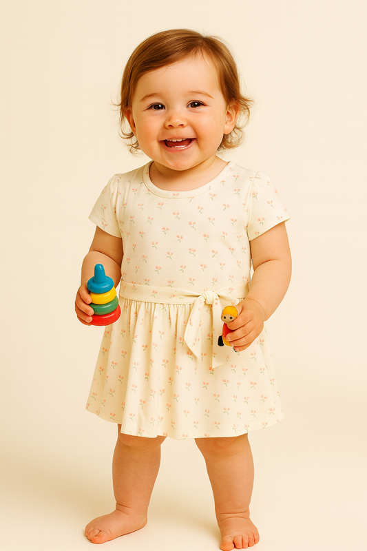 Trendy Kid's Girls Frocks & New Stylish Kids Frock Cotton Dress(White)