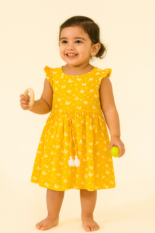 Girls Yellow Color Frock