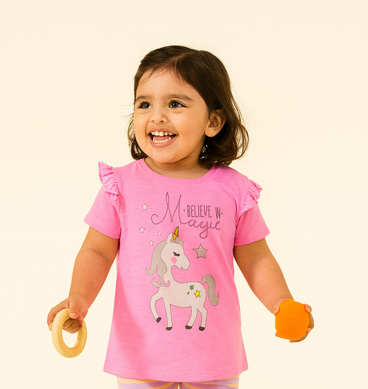 Pink Casual Round neck Gown Half Sleeve Top