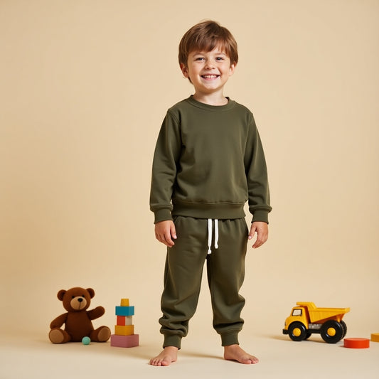 Sweatshirt & Pant Set for Kids - Military green Set