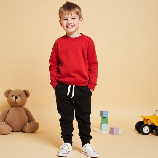 Sweatshirt & Pant Set for Kids (Red & Black)