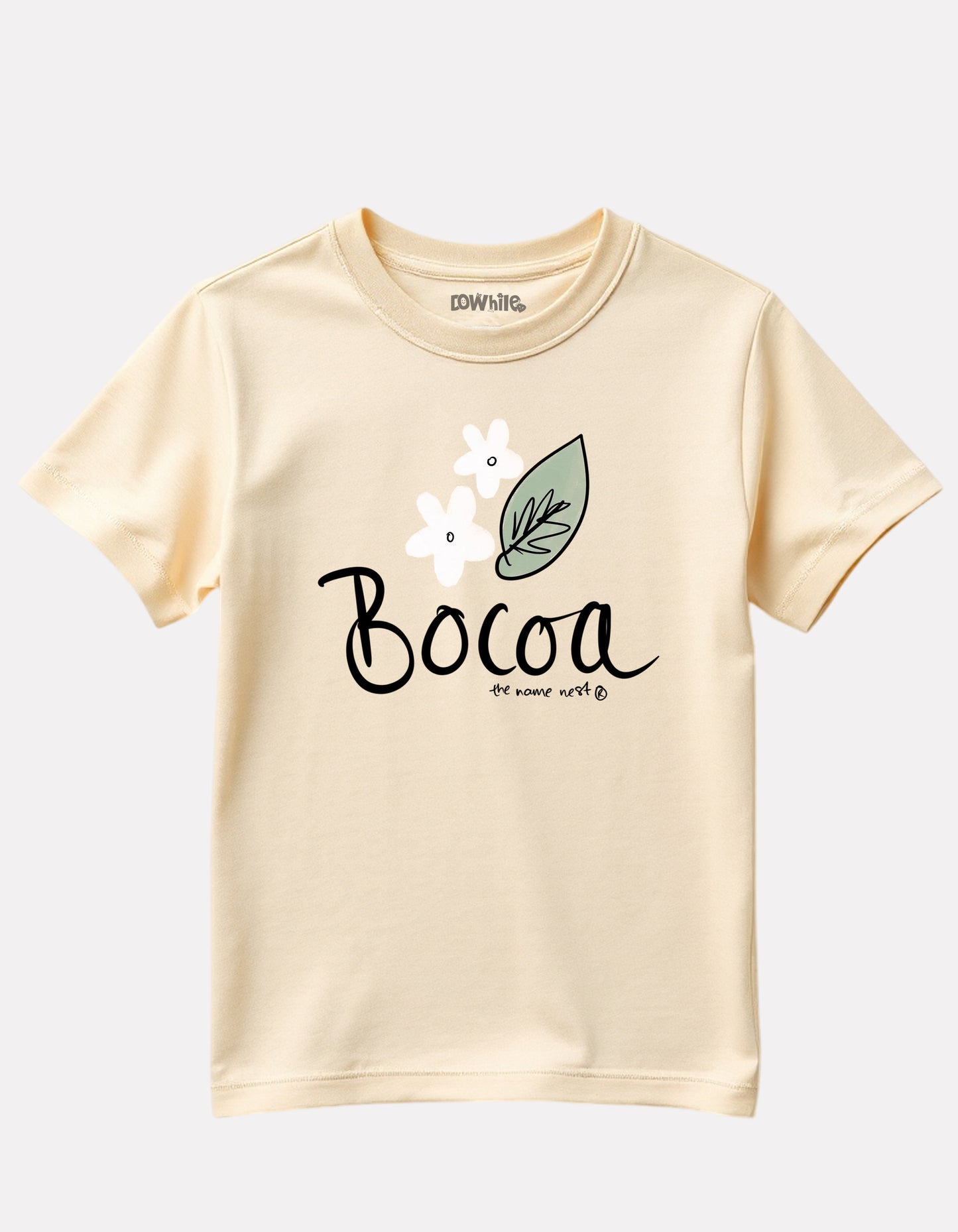 Girls Printed Round-Neck T-Shirt Beige Color