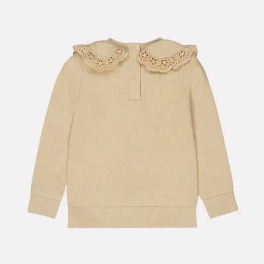 Girls jumper sand color collar embroidery