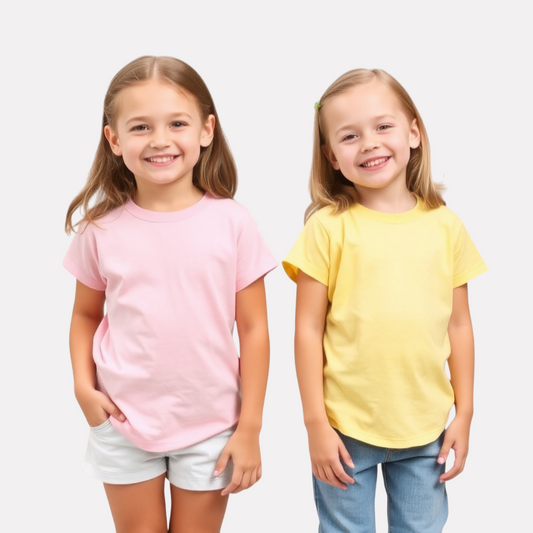 Girls 2 Pack Combo Cotton Plain T-Shirt