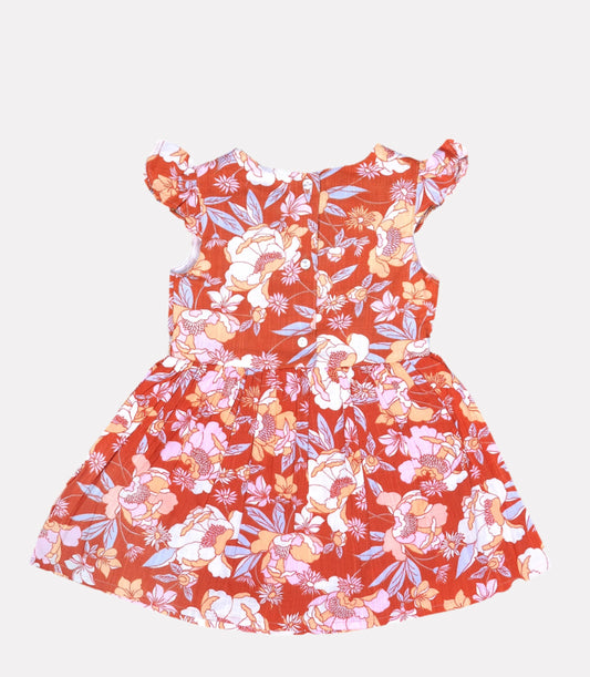 Girls Midi/Knee Length Casual Dress  (Orange, Short Sleeve)