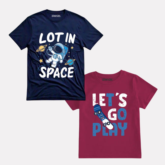 Maroon and Navy Blue Printed T-Shirts Combo