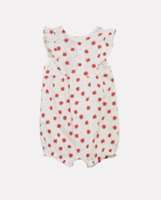 Girls white color Printed Romper Dress