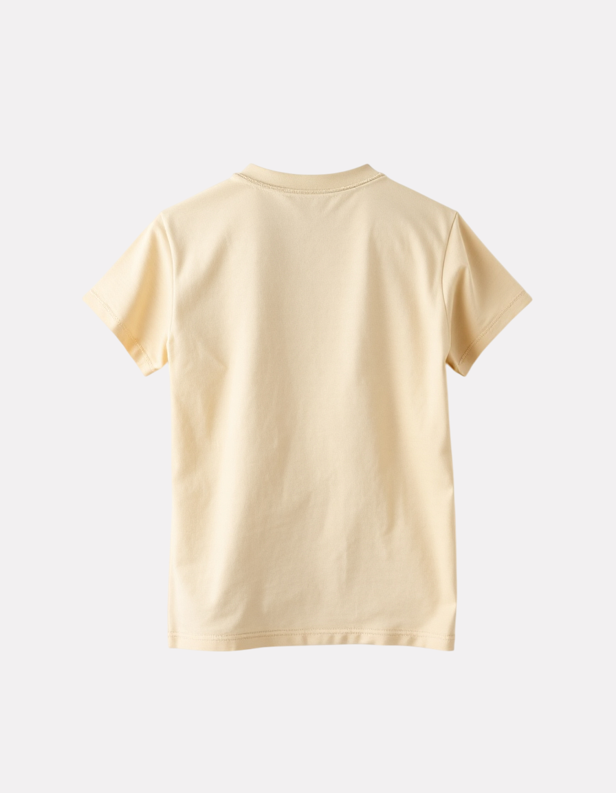 Beige Color Graphic Print T-Shirt For Girls