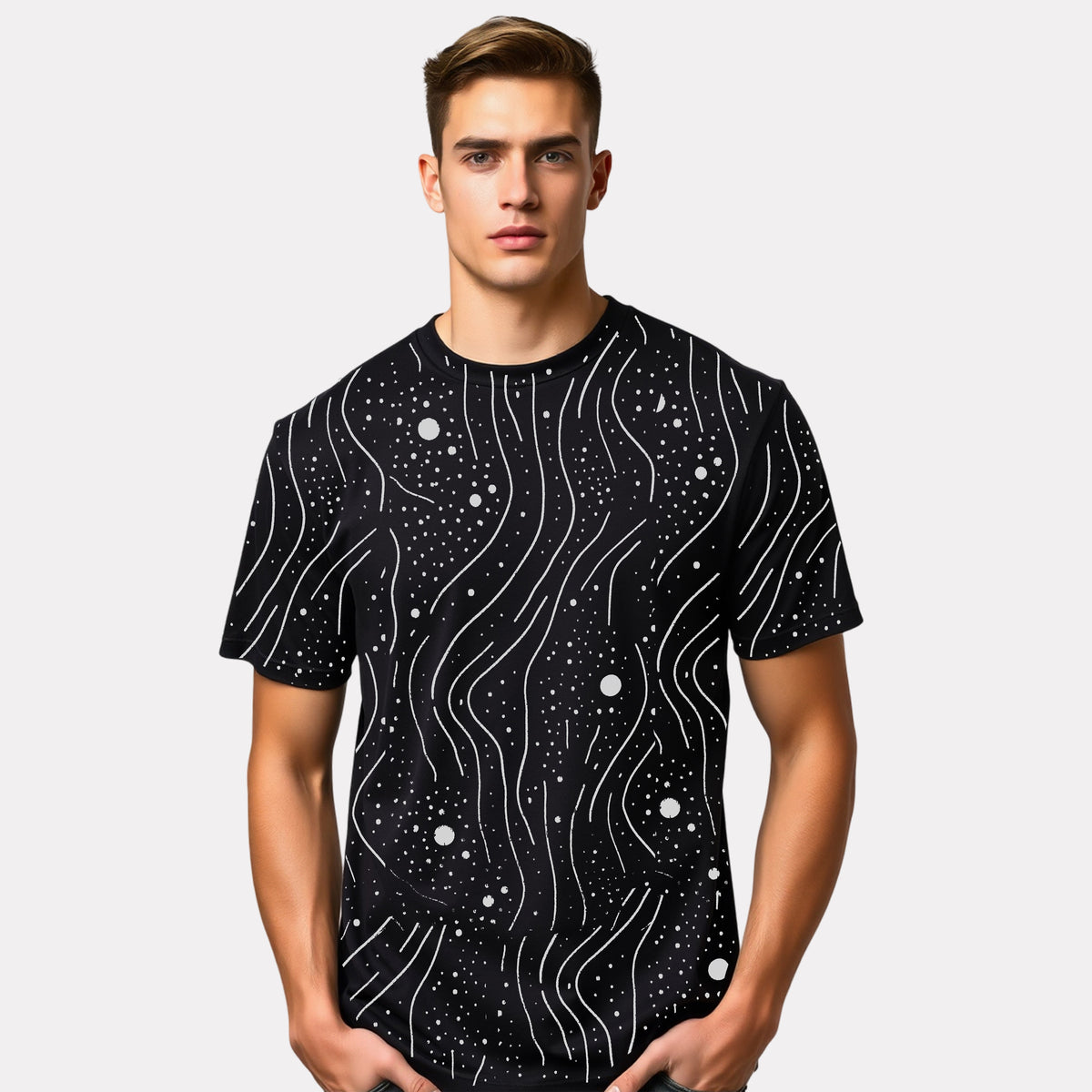 Men's 3-Pack Printed Round Neck Cotton T-Shirts