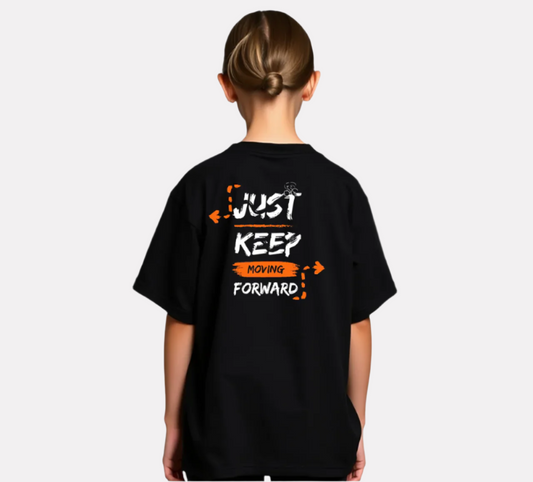 Girls Printed Oversized  T-Shirt Black Color